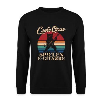 Coole Opas spielen E-Gitarre Retro Großvater - Unisex Pullover - Schwarz - Vorne - Alina (178cm) & Michal (187cm)