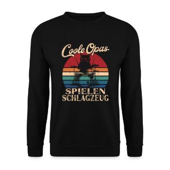Coole Opas spielen Schlagzeug Retro Großvater - Unisex Pullover - Schwarz - Vorne - Alina (178cm) & Michal (187cm)
