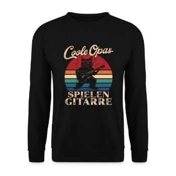 Cool Papy Jouant De La Guitare Rétro Papy - Sweat-shirt Unisexe - noir - Devant - Alina (178cm) & Michal (187cm)