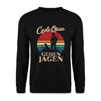Cool Grandpas Go Hunting Retro Grandpa - Unisex Sweatshirt - black - Front - Alina (178cm) & Michal (187cm)