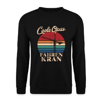 Cool Grandpas Driving Crane Retro Grandpa - Unisex Sweatshirt - black - Front - Alina (178cm) & Michal (187cm)
