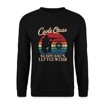Coole Opas schießen Luftgewehr Retro Großvater - Unisex Pullover - Schwarz - Vorne - Alina (178cm) & Michal (187cm)