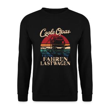 Cool Grandpas Driving Trucks Retro Grandpa - Unisex Sweatshirt - black - Front - Alina (178cm) & Michal (187cm)