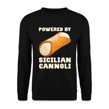 Sizilien Cannoli Spruch - Unisex Pullover - Schwarz - Vorne - Alina (178cm) & Michal (187cm)