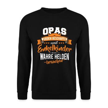 Opa Enkelkinder Helden Großvater - Unisex Pullover - Schwarz - Vorne - Alina (178cm) & Michal (187cm)