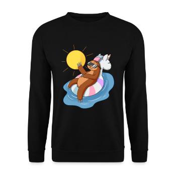 Sloth summer gift sloth unicorn T-shirt - Unisex Sweatshirt - black - Front - Alina (178cm) & Michal (187cm)