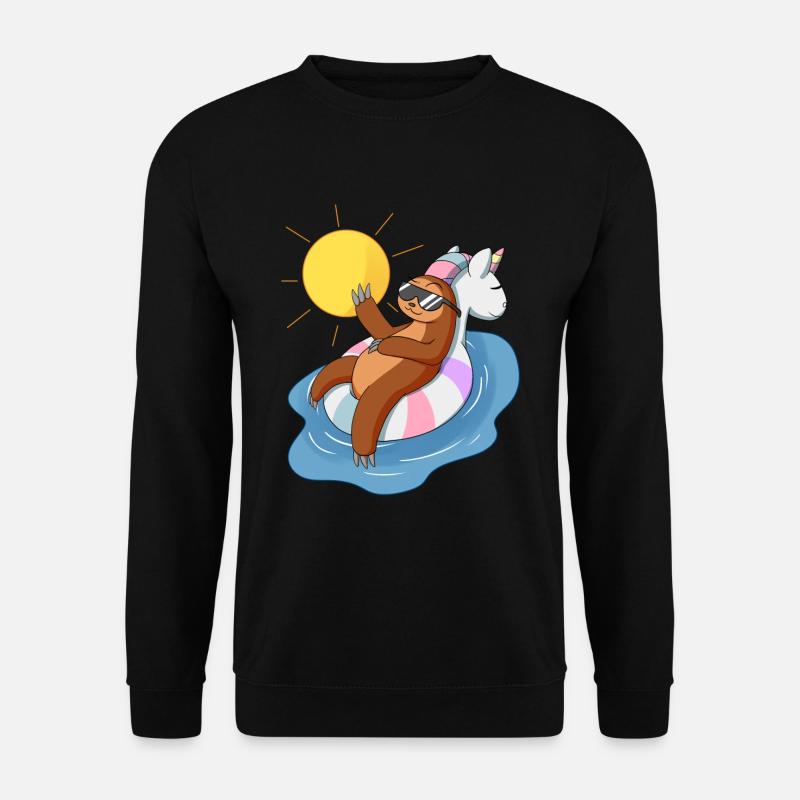 Faultier Sommer Geschenk-Faultier Einhorn T-Shirt - Unisex Pullover - Schwarz