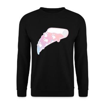 Einhorn Pizza Regenbogen T-Shirt - Unisex Pullover - Schwarz - Vorne - Alina (178cm) & Michal (187cm)