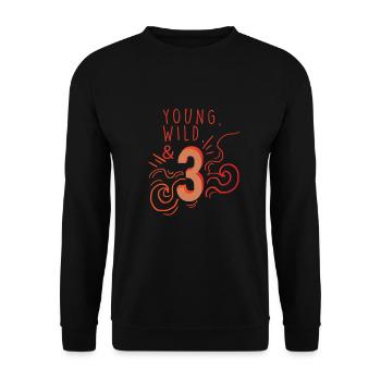 Birthday Gift: Young Wild & 3 Kids Shirt - Unisex Sweatshirt - black - Front - Alina (178cm) & Michal (187cm)