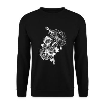 Künstlerischen Balck Und Weiß Doodle Blumen - Unisex Pullover - Schwarz - Vorne - Alina (178cm) & Michal (187cm)