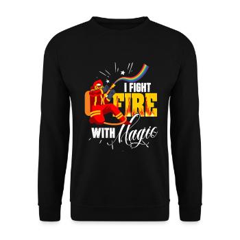 Pompiers magie cadeau arc-en-ciel - Sweat-shirt Unisexe - noir - Devant - Alina (178cm) & Michal (187cm)