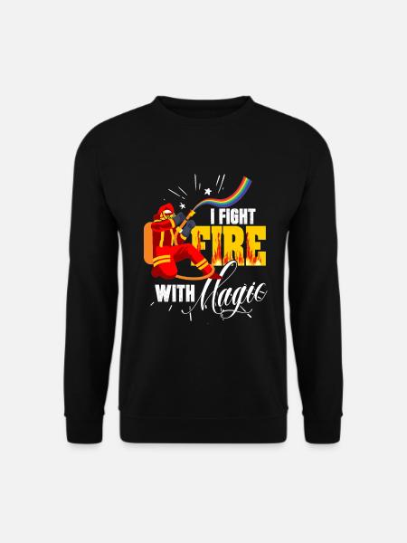 Feuerwehr Magie Regenbogen Geschenk - Unisex Pullover - Schwarz