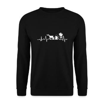 Garden, gardening, gardener, heartbeat - Unisex Sweatshirt - black - Front - Alina (178cm) & Michal (187cm)