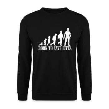 Police birth baby child cop occupation gift - Unisex Sweatshirt - black - Front - Alina (178cm) & Michal (187cm)