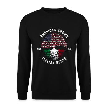 Italien Amerika USA Baum Wurzeln Geschenk - Unisex Pullover - Schwarz - Vorne - Alina (178cm) & Michal (187cm)