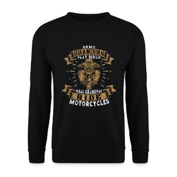 Grandpas Ride Motorcycles - Biker - Opa - Motorrad - Unisex Pullover - Schwarz - Vorne - Alina (178cm) & Michal (187cm)