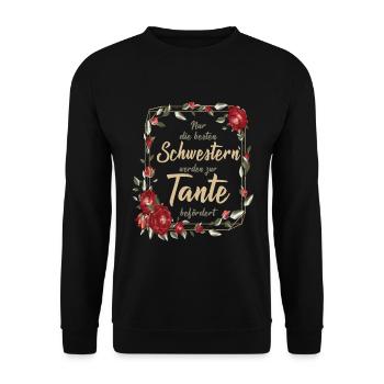 Beste Schwester zur Tante befördert Schwanger - Unisex Pullover - Schwarz - Vorne - Alina (178cm) & Michal (187cm)