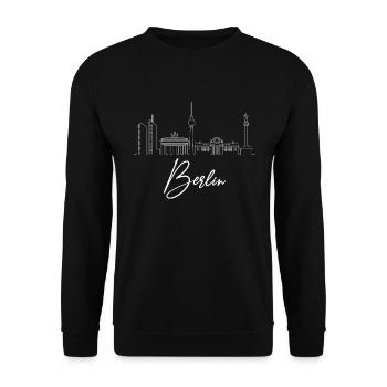 Berlin Berlin Berlin Skyline - Unisex Pullover - Schwarz - Vorne - Alina (178cm) & Michal (187cm)