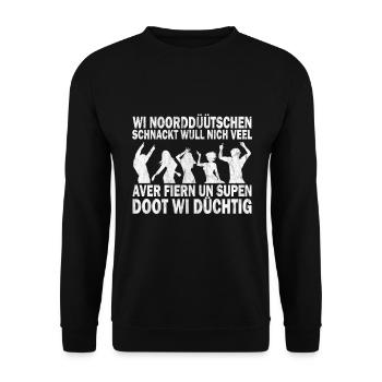 norddeutsch Flensburg, Hafen, Hamburg Kiel, Küste - Unisex Pullover - Schwarz - Vorne - Alina (178cm) & Michal (187cm)