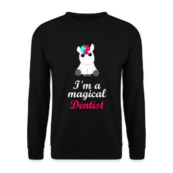 magical dentist Zahnfee, Zahnseide, Höhle, Zahnbür - Unisex Pullover - Schwarz - Vorne - Alina (178cm) & Michal (187cm)