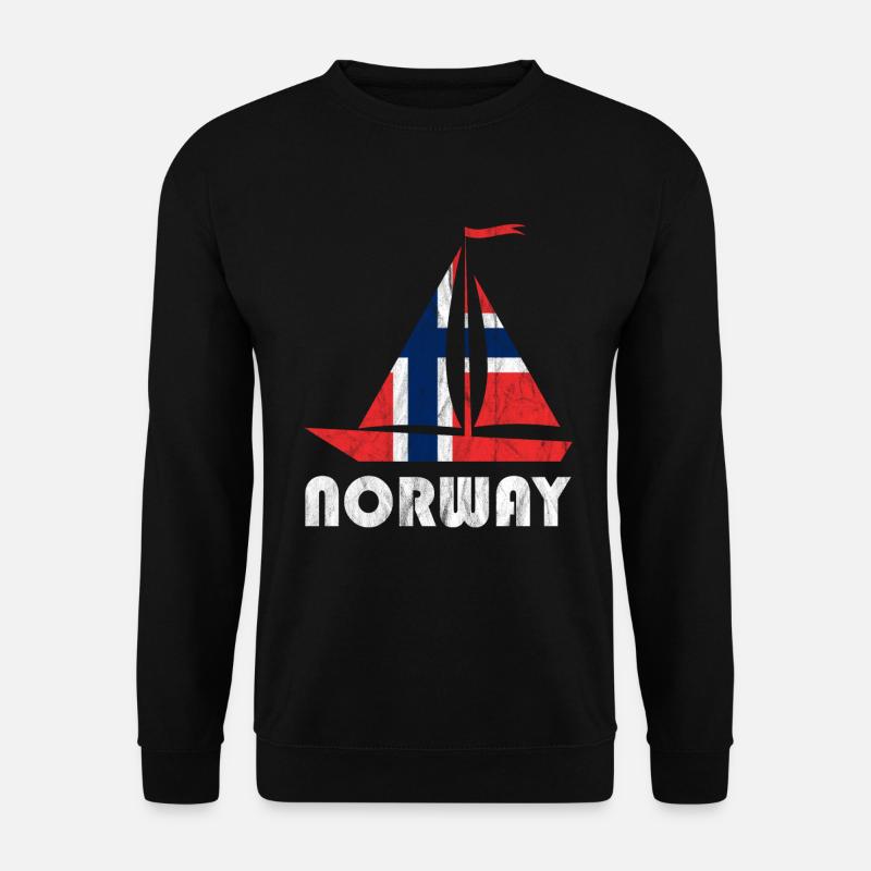 Norway Boat Flag Norwegen Norge Elch - Unisex Pullover - Schwarz
