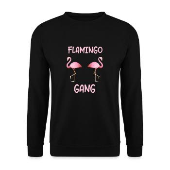 Flamingo Gang als Geschenk Flamingos Flamingo - Unisex Pullover - Schwarz - Vorne - Alina (178cm) & Michal (187cm)