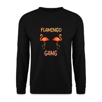 Flamingo Gang als Geschenk Flamingos Flamingos - Unisex Pullover - Schwarz - Vorne - Alina (178cm) & Michal (187cm)