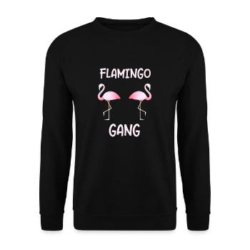 Flamingo Gang als Geschenk Flamingos freunde - Unisex Pullover - Schwarz - Vorne - Alina (178cm) & Michal (187cm)