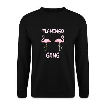 Flamingo Gang als Geschenk Flamingos flamingo - Unisex Pullover - Schwarz - Vorne - Alina (178cm) & Michal (187cm)