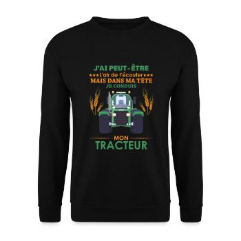 Agriculteur Shirt • Pilote de Tracteur • Cadeau - Sweat-shirt Unisexe - noir - Devant - Alina (178cm) & Michal (187cm)