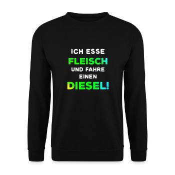 Dieselfahrverbot Lustiger Spruch Diesel tankstelle - Unisex Pullover - Schwarz - Vorne - Alina (178cm) & Michal (187cm)