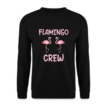 Flamingo Crew als Geschenk Flamingos party - Unisex Pullover - Schwarz - Vorne - Alina (178cm) & Michal (187cm)