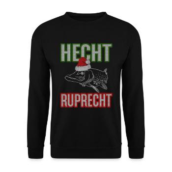 Hecht Ruprecht - Angler Geschenk - Unisex Pullover - Schwarz - Vorne - Alina (178cm) & Michal (187cm)