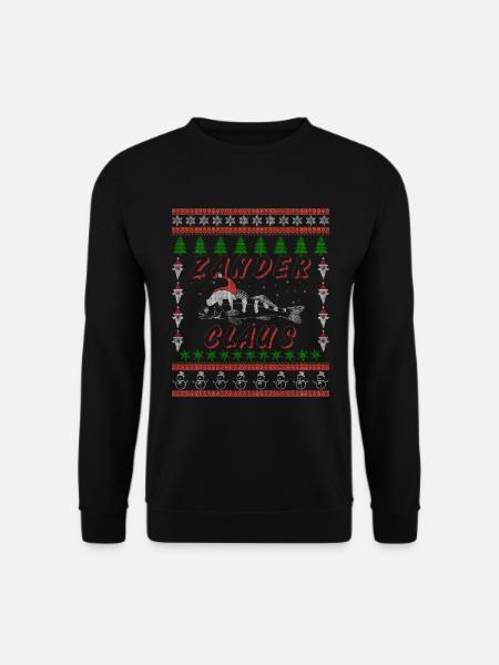 Zander Claus -Angeln, Geschenk, Weihnachtsgeschenk - Unisex Pullover - Schwarz