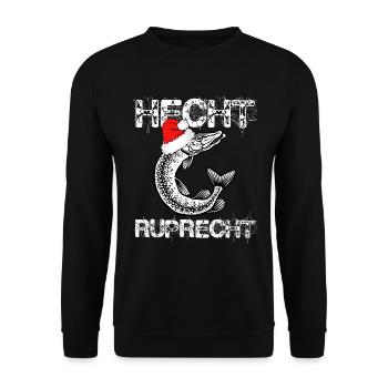 Hecht Ruprecht - Angeln, Geschenk, Weihnachten - Unisex Pullover - Schwarz - Vorne - Alina (178cm) & Michal (187cm)