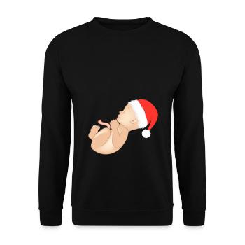 Weihnachten Schwanger Schwangerschaft Babybauch - Unisex Pullover - Schwarz - Vorne - Alina (178cm) & Michal (187cm)