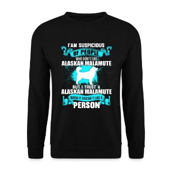 Alaskan Malamute - Unisex Pullover - Schwarz - Vorne - Alina (178cm) & Michal (187cm)