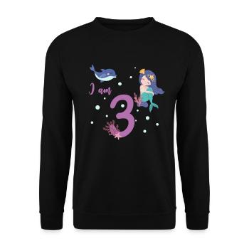 Mermaid i'm 3 third birthday - Unisex Sweatshirt - black - Front - Alina (178cm) & Michal (187cm)
