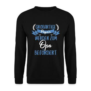 Großartige Papas werden zum Opa befördert Geschenk - Unisex Pullover - Schwarz - Vorne - Alina (178cm) & Michal (187cm)