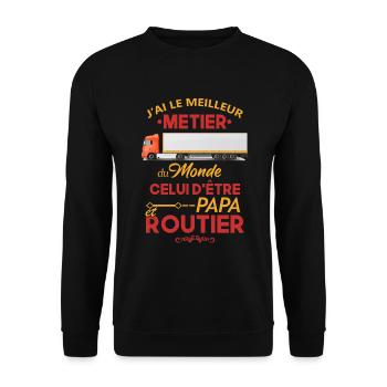 Routier Shirt • Meilleur Metier • Papa Cadeau - Sweat-shirt Unisexe - noir - Devant - Alina (178cm) & Michal (187cm)
