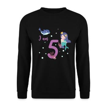 I am 5th fifth mermaid birthday - Unisex Sweatshirt - black - Front - Alina (178cm) & Michal (187cm)