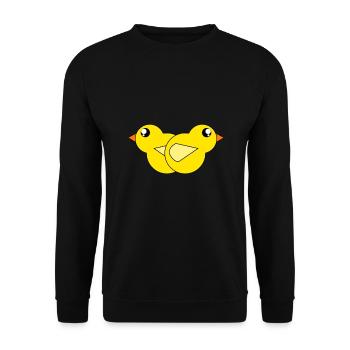 Gelbe Babykücken - Unisex Pullover - Schwarz - Vorne - Alina (178cm) & Michal (187cm)