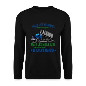 Routier Shirt • Meilleur Metier • Routier Cadeau - Sweat-shirt Unisexe - noir - Devant - Alina (178cm) & Michal (187cm)