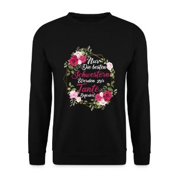 Schwanger Schwangerschaft Tante Schwester Geschenk - Unisex Pullover - Schwarz - Vorne - Alina (178cm) & Michal (187cm)