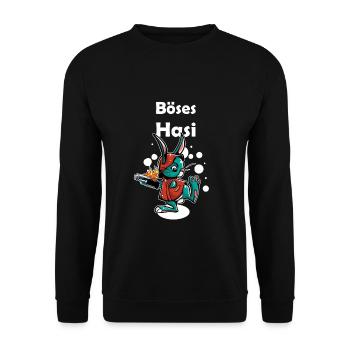 Böses Hasi Hase Schneehase frech Apres Ski Ostern - Unisex Pullover - Schwarz - Vorne - Alina (178cm) & Michal (187cm)