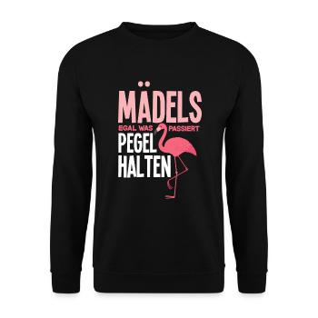 Mädels Pegel Halten Flamingo Party Gruppe Alkohol - Unisex Pullover - Schwarz - Vorne - Alina (178cm) & Michal (187cm)