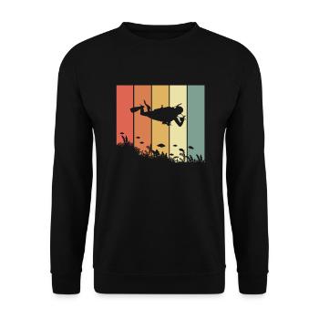 Retro diver diving hobby diver professional diver - Unisex Sweatshirt - black - Front - Alina (178cm) & Michal (187cm)
