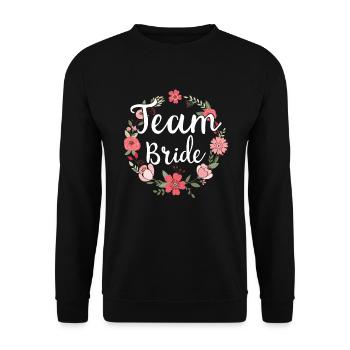Team Bride Braut Blumenkranz Blumen Verlobung JGA - Unisex Pullover - Schwarz - Vorne - Alina (178cm) & Michal (187cm)