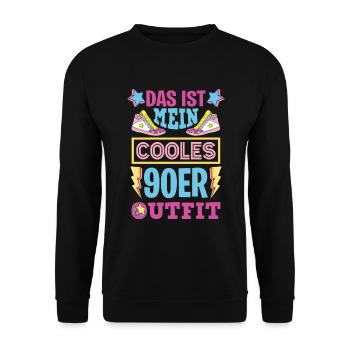 90er Jahre Party Outfit Kostüm Verkleidung 90s - Unisex Pullover - Schwarz - Vorne - Alina (178cm) & Michal (187cm)
