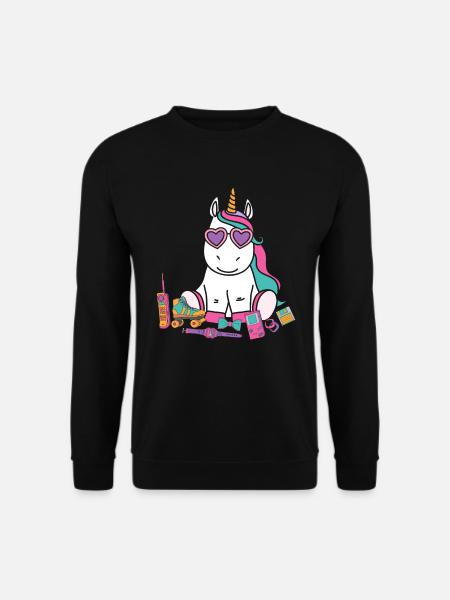 90er 80er Jahre Party Outfit Kostüm Einhorn - Unisex Pullover - Schwarz